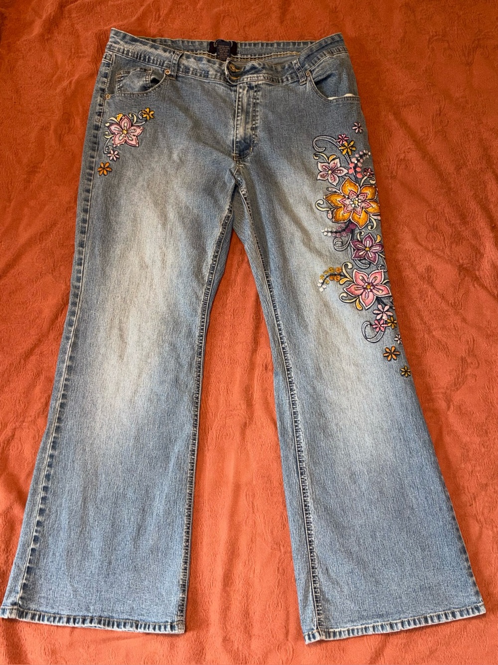 Y2K Vintage Angels Floral Embroidered Boot Cut Low Rise Jeans 20